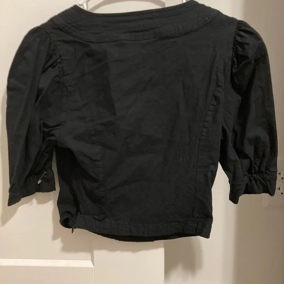 Anthropologie Elegant Black Puff Sleeve Top - Picture 4 of 5